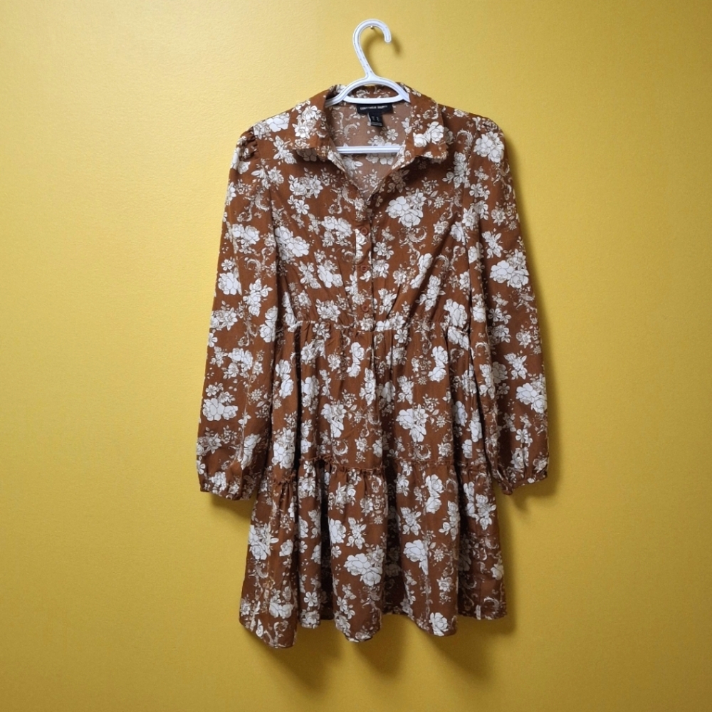 Folk Prairie Long Sleeve Floral Babydoll Dress